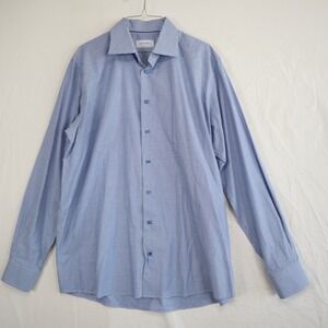 ETON Shirt Mens 43/17 Contemporary Casual Button Up Blue Gingham Long Sleeve‎